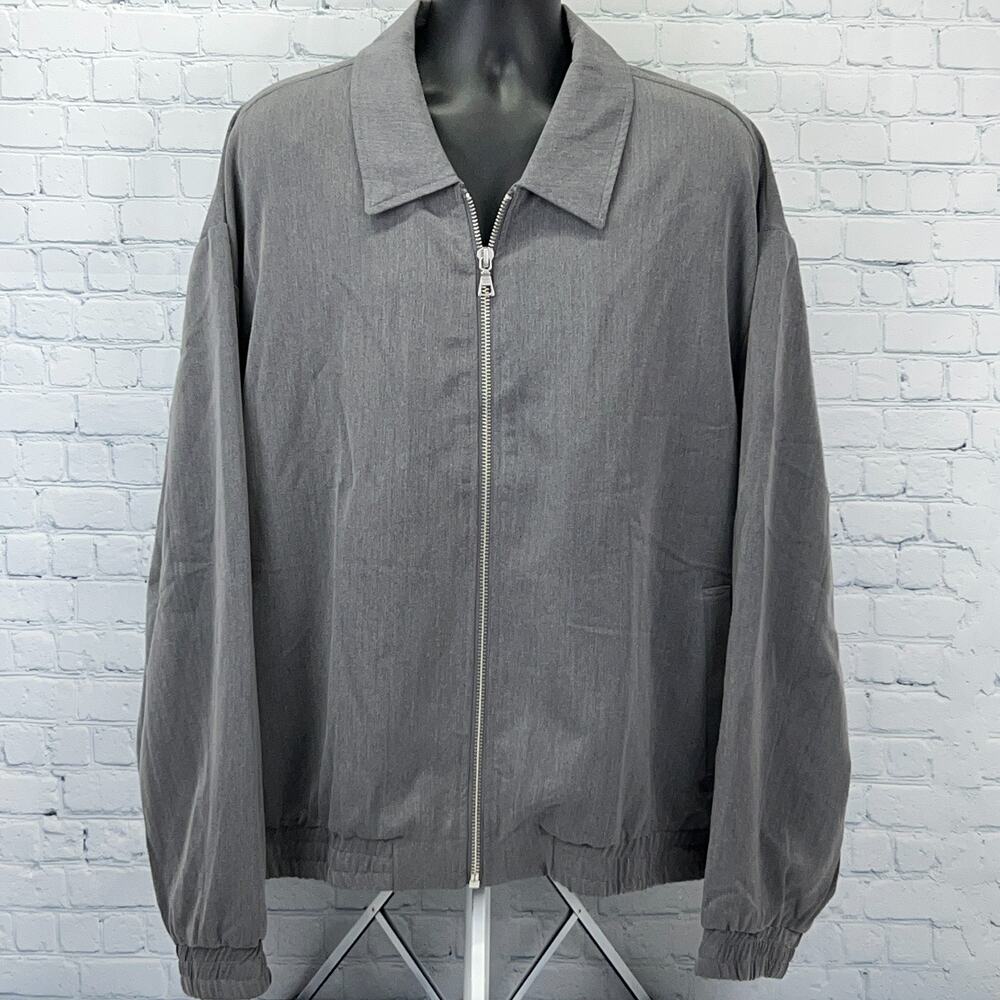 Fashion Nova Men Relaxed Upper East Side Full Zip Jacket Gray Mens 3XL XXXL